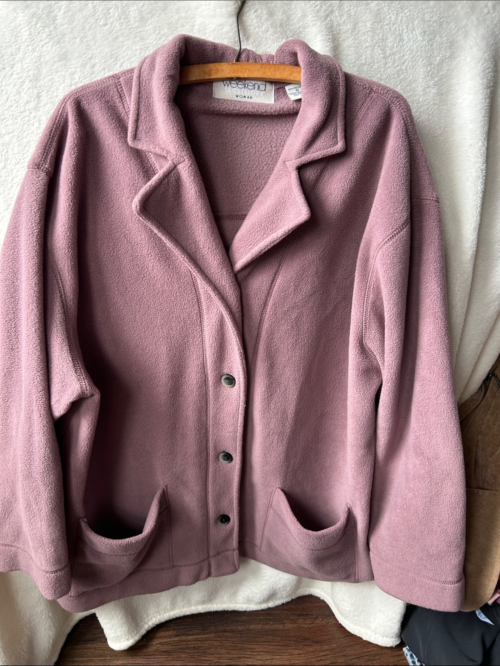 Vintage weekend provisions woman mauve Pink Fleece Jacket pockets